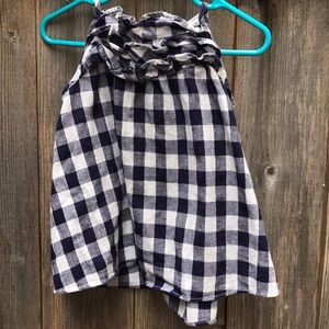 Blue white checked sleeveless top
